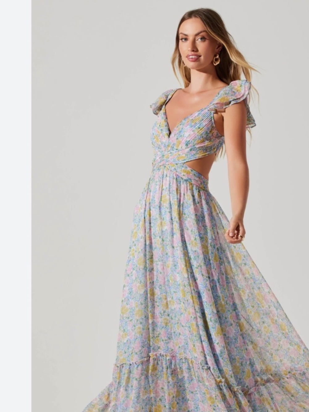 ASTR The Label Primrose Floral Strappy Back Maxi Dress xl